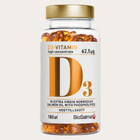 BioSalma D3-vitamin high concentrate 62.5ug 180 Kapslar
