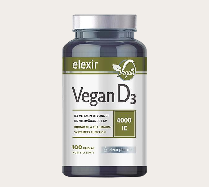 Elexir Pharma D3 Vegan Vitamin 4000IE 100 Kapslar