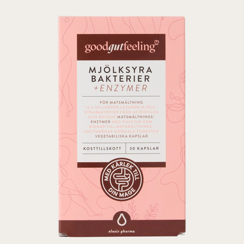 Elexir Pharma Good Gut Feeling Mjölksyrabakterier + Enzymer 30 Kapslar