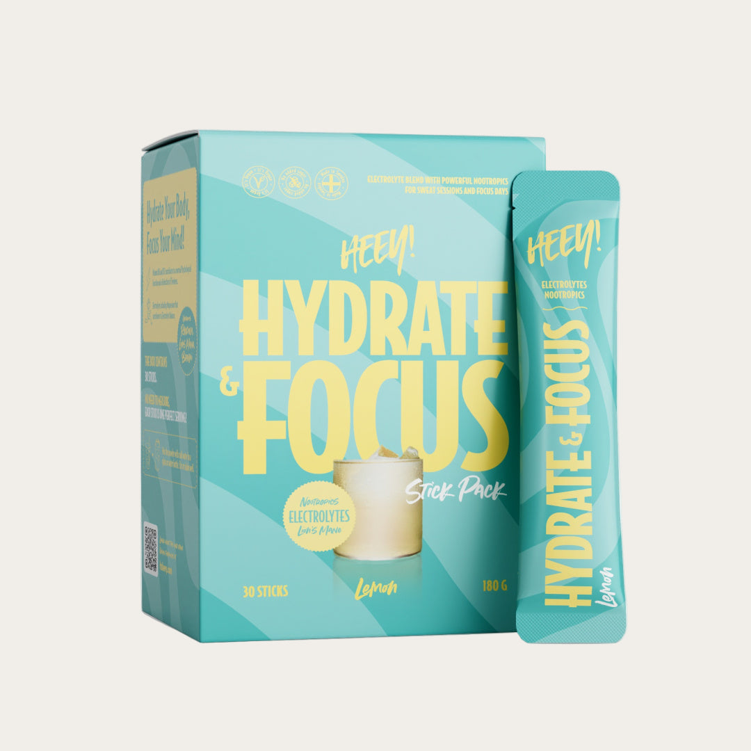 Heey! Hydrate & Focus Electrolytes + Lions Mane 30 x Stick Pack Lemon