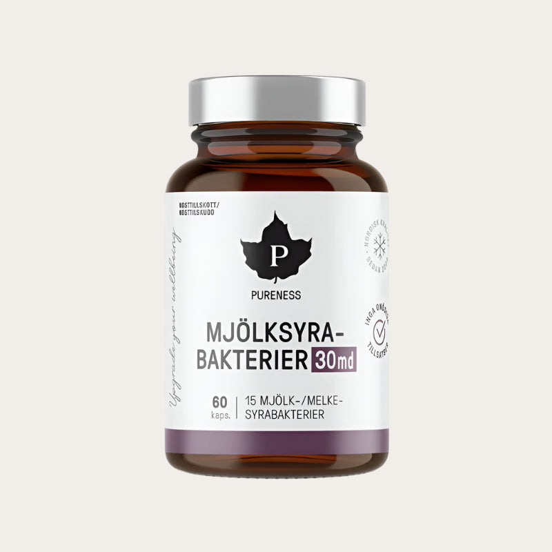 Pureness Mjölksyrabakterier 30 miljarder 60 kapslar | Mage & tarm
